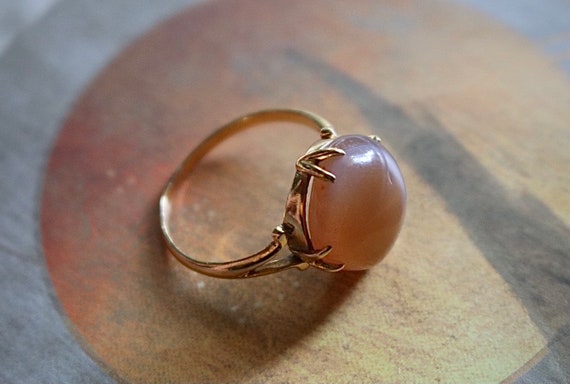 Vintage 18kt Yellow Gold and Agate Ring - image 3