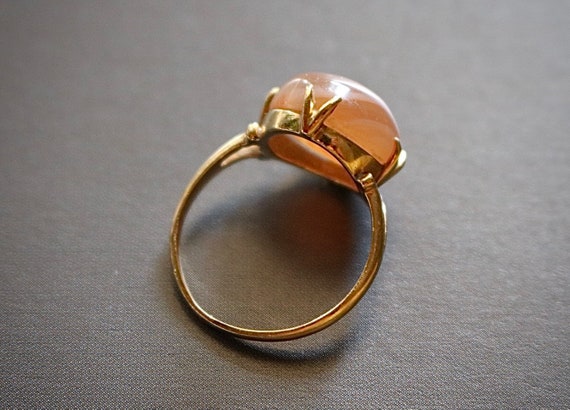 Vintage 18kt Yellow Gold and Agate Ring - image 7