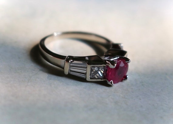 1.19 ct BURMESE GIA Ruby Ring in 14k White Gold, … - image 4