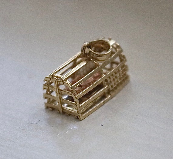 14kt Gold Lobster Trap Charm - image 1