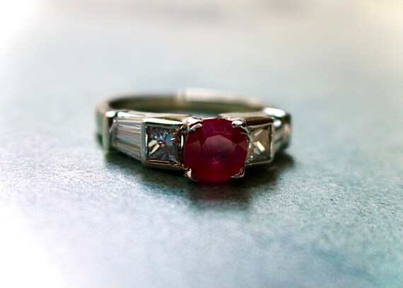 1.19 ct BURMESE GIA Ruby Ring in 14k White Gold, … - image 6