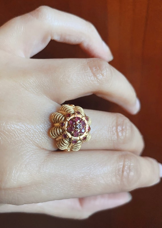 French 18k Gold, Ruby and Diamond Ring