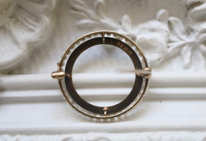C 1930s 14k Seed Pearl and Enamel Brooch by Sloan /& Co.
