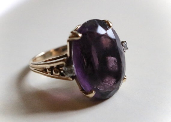 14k Gold and Platinum, FF Felger Amethyst and Dia… - image 3