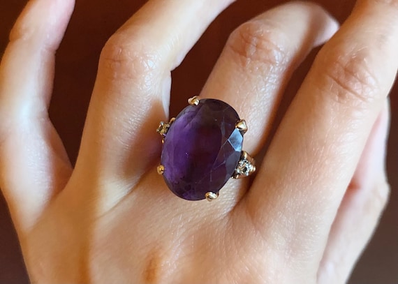 14k Gold and Platinum, FF Felger Amethyst and Dia… - image 1