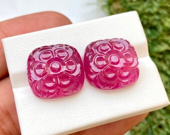 Carved Ruby Gemstone Pair: 38.90 CRT, Jewelry Making