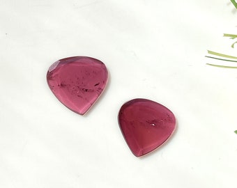 Natural Rubellite Tourmaline Flat Rose Cut Faceted Gem Stones, Loose Pink Tourmaline Pear Cut Tourmaline Gemstones, October Birth Stone