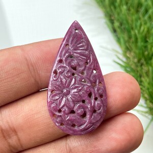 Unique Real Ruby from Africa Mines ~~ Real Red Ruby Hand Carving Gemstone ~~ Ruby Carving ~ Precious Ruby Pear Shape Stone ~~ 42 x 21 mm