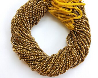 3.1 mm Golden Pyrite Rondelle Faceted Beads ____ Glossy Beads ___ 13 Inches Strand ___ Gemstone Beads for Jewelry Making