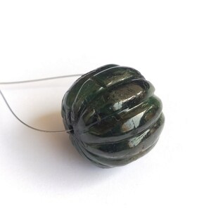 59 CTS. Natural Zambian Emerald Carving Melon Bead, 20 x 19 MM, Gemstone Carving Melon Beads, Focal Carving, May Birthstone, Gift For Her