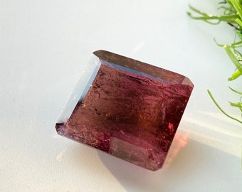 30 CT. Fine Natural Tourmaline Emerald Cut Faceted Loose Gemstone, Untreated Pink Tourmaline Gemstone for Jewelry Making, 20 x 18 x 9 mm