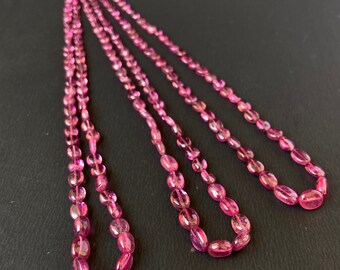 AAA Quality Fine Rubellite Tourmaline Strand, Pink Tourmaline 16 Inches strand, Oval Tourmaline Smooth Beads, Tourmaline Jewelry Making Bead