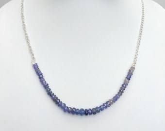 Tanzanite Necklace ___ Natural Tanzanite Faceted Rondelle Beads ___ 3.8 to 5.5 mm Beads ___ Brass chain Trussed ___ Gemstone Necklace.