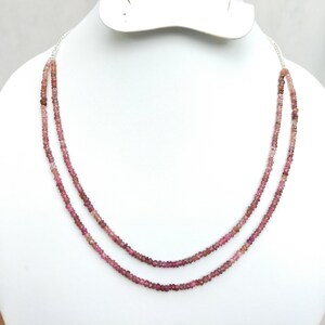 Natürliche Pink Turmalin Schönheit Kurve Halskette __ 3 mm Rondell Facettierte Perlen __ Messing Kette __