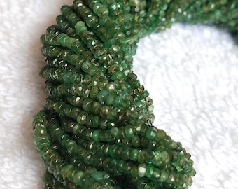 Natural Untreated Emerald Beads : 2mm , 8.5 Inches 1 Strand , Rondelle Facet Micro Beads , May Birthstone , For Making Jewelry.