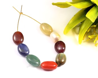 38 Carats Antique Old Natural Navratan Cabochon Tumble Beads, Natural Nauratan Precious Gemstones 100% Real Gemstone Beads, 10 to 12 mm