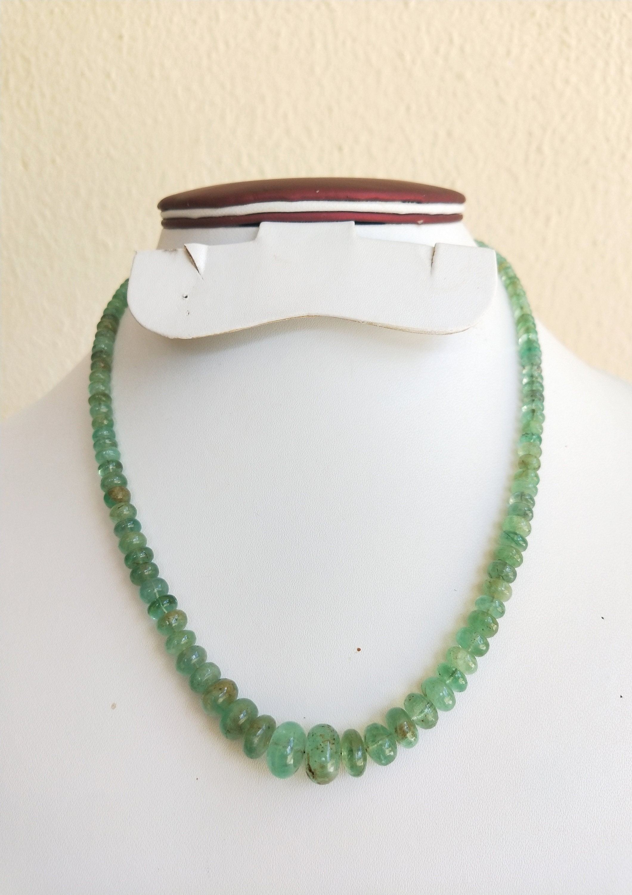 Collier Perles émeraude Verte - Rondelles Lisses - Prospérité - Homme Femme Ajustable