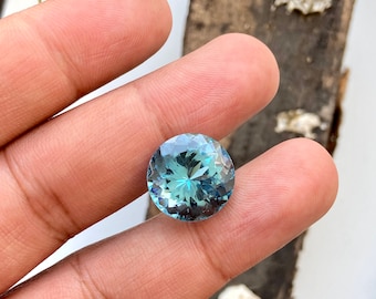 19.30 Carat AAA Swiss Blue Topaz Round Faceted Loose Gemstone, 16mm