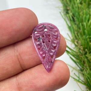 Unique Real Ruby from Africa Mines ~~ Light Weight Beautiful Ruby Carving ~ Precious Ruby Pear Shape Stone ~~ 27 x 15 mm