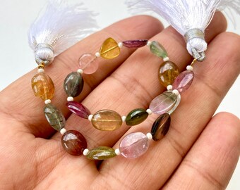 Multi-Color Tourmaline Gemstone Cabochon Beads - 7 Inch Strand