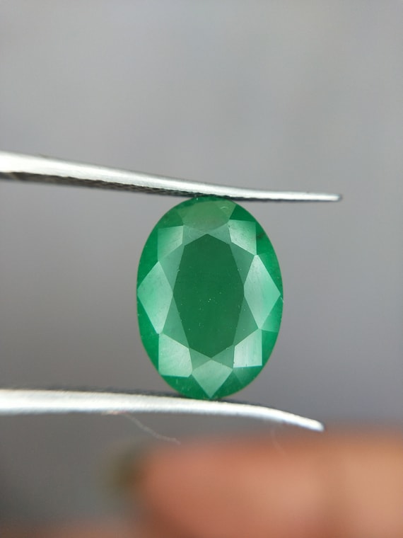 5.5-7 MM Natural Zambian Emerald Carved Round Bead Loose Gemstones Engraved