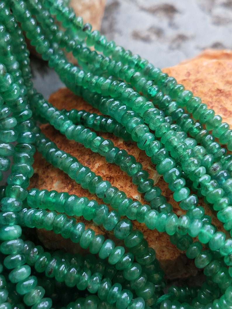 Precious Zambia Emerald Rondelle Beads ~~ Natural Emerald ~~ AAA Quality ~~ 2 to 2.5 mm ~~ 6 Inches Strand.