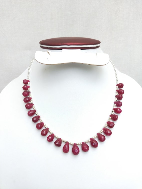 Ruby Drops Necklace __ Precious Ruby Teardrops Trussed With - Etsy
