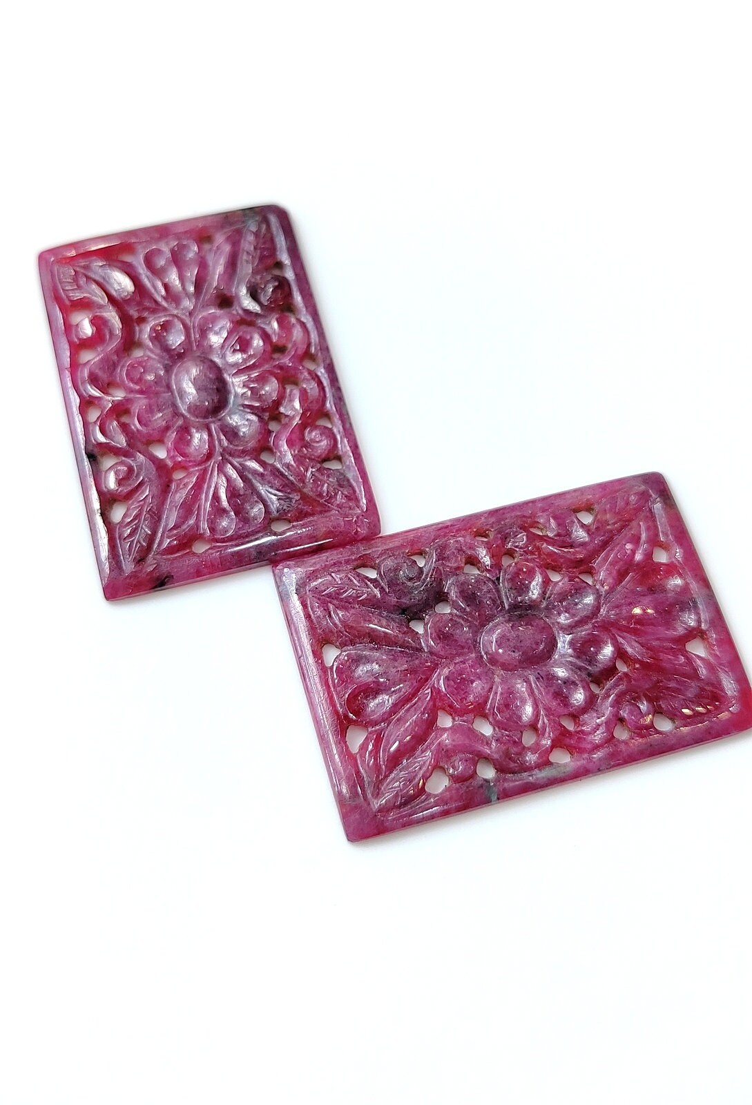 Natural Ruby Carving Rectangle Shape, 100% Natural Ruby, Handmade ...