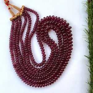 1108 Carats Precious Quality Ruby Rondelle Beads ~ Polished Genuine Ruby 3 Strand Necklace ~ 6 to 15 mm Beads ~ 22 to 25 Inches ~ Natural.