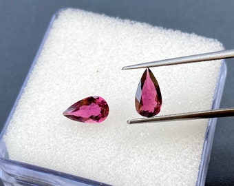 Pink Tourmaline Gemstone Pair: 1.15 CRT, Pear Shape, Jewelry Making