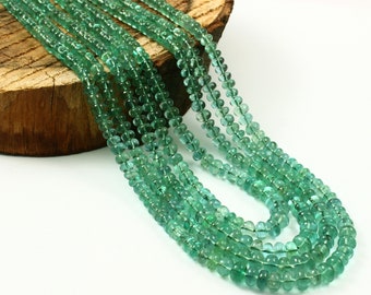 Natural Emerald Rondel Beads Necklace, 4 Strand 274.50 Carat Attractive Luster Quality Emerald Beads Gemstone,