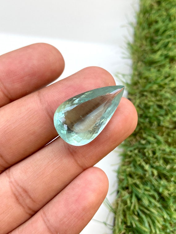 Fine Quality Natural Aquamarine Cut Gemstone Use For Jewelry Making, 20.45 CRT Natural Aquamarine Faceted Pear Shape Gemstone