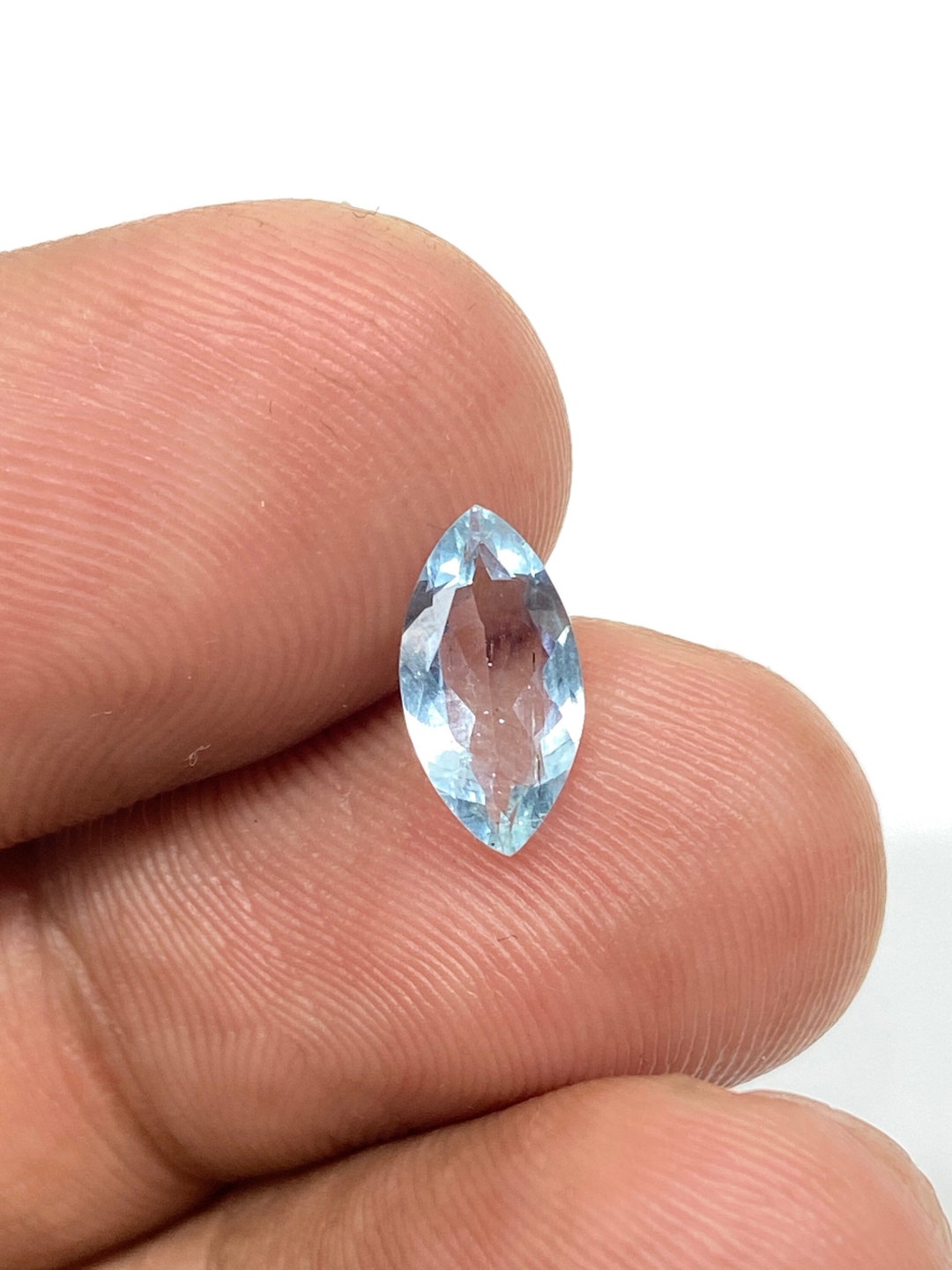 Pietra Acquamarina Naturale 5x10 Mm, Acquamarina Sfaccettata A Forma Di Marchesa, 1 Carato, Acquamarina Trasparente Per La Creazione Di Gioielli - Italia - Foto 3