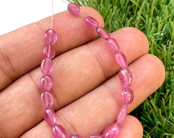 Robijn ovale kralenstreng: fijne roze edelsteen sieraden maken (5-6 mm)