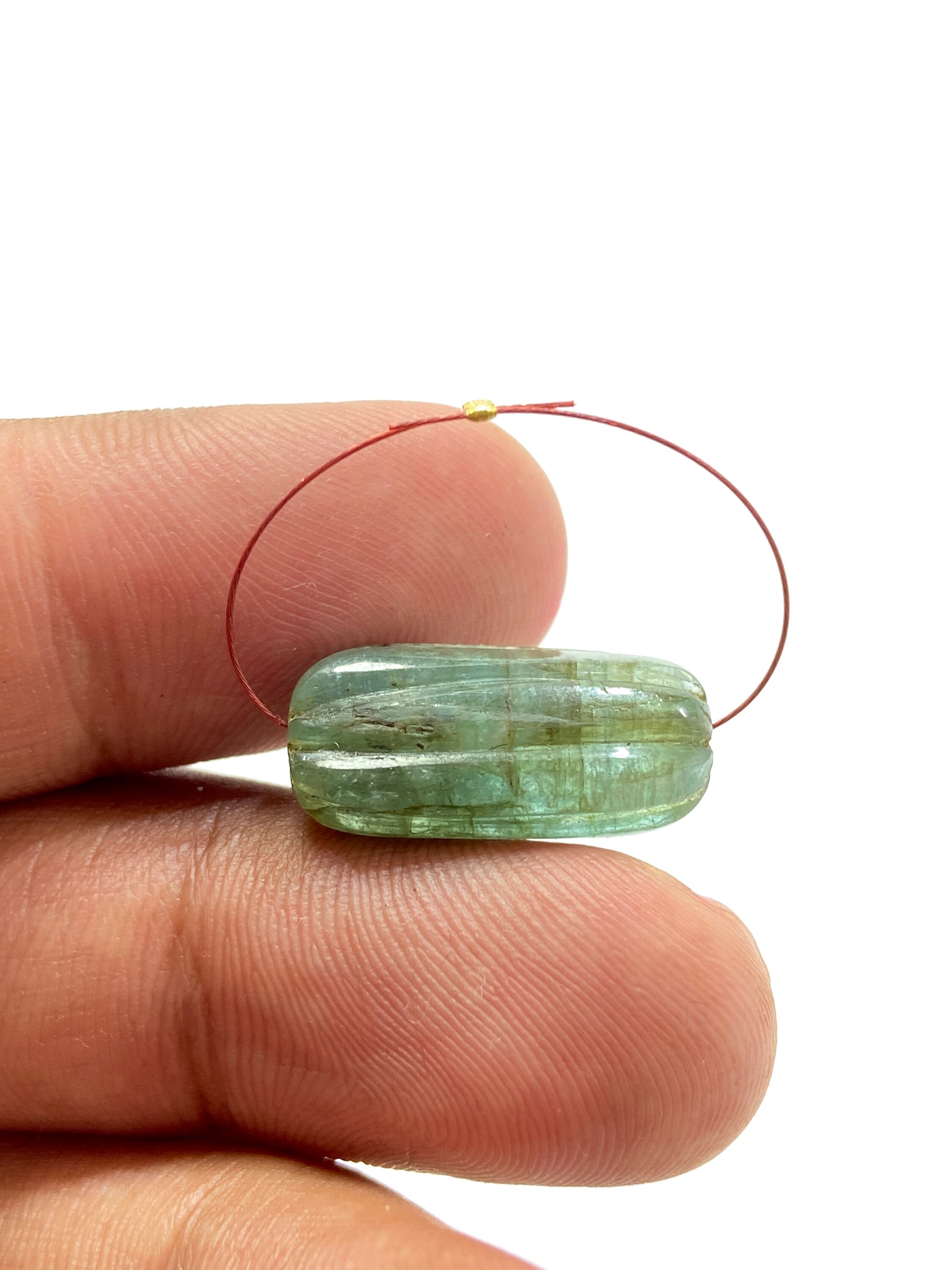 14 CT Natural Zambian Emerald Single Nugget Tumble Bead , Vintage Zambia Emerald Carved Bead , Carving Emerald Bead , May Birthstone