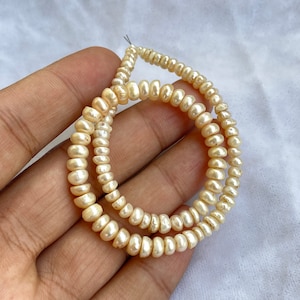 Extremely Rare Natural Basra Pearls , Natural Real Uncultured Pearls from Basra Iraq , 3 to 6 mm Pearls Button Shape , 68 Carats 12 Inches
