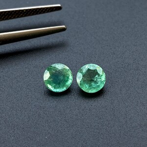 1.20 Carat Zambian Emerald Matched Pair: Round Cut Gemstone