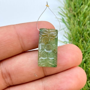 Handmade Carved Zambian Emerald Gemstone: 16.95 Carat Pendant Stone