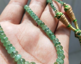 Collier Réglable émeraude Verte Naturelle Russe, Perles Rondelles Sur Laiton - Fait Main