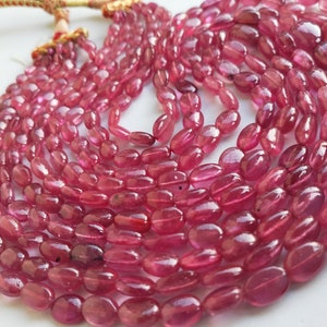Precious Ruby Necklace ~~ Precious Ruby Oval Beads 5 Strand Necklace ~~ 3x6 to 16x18 mm Beads ~~ AAA Quality ~~ 20 to 24 Inches.