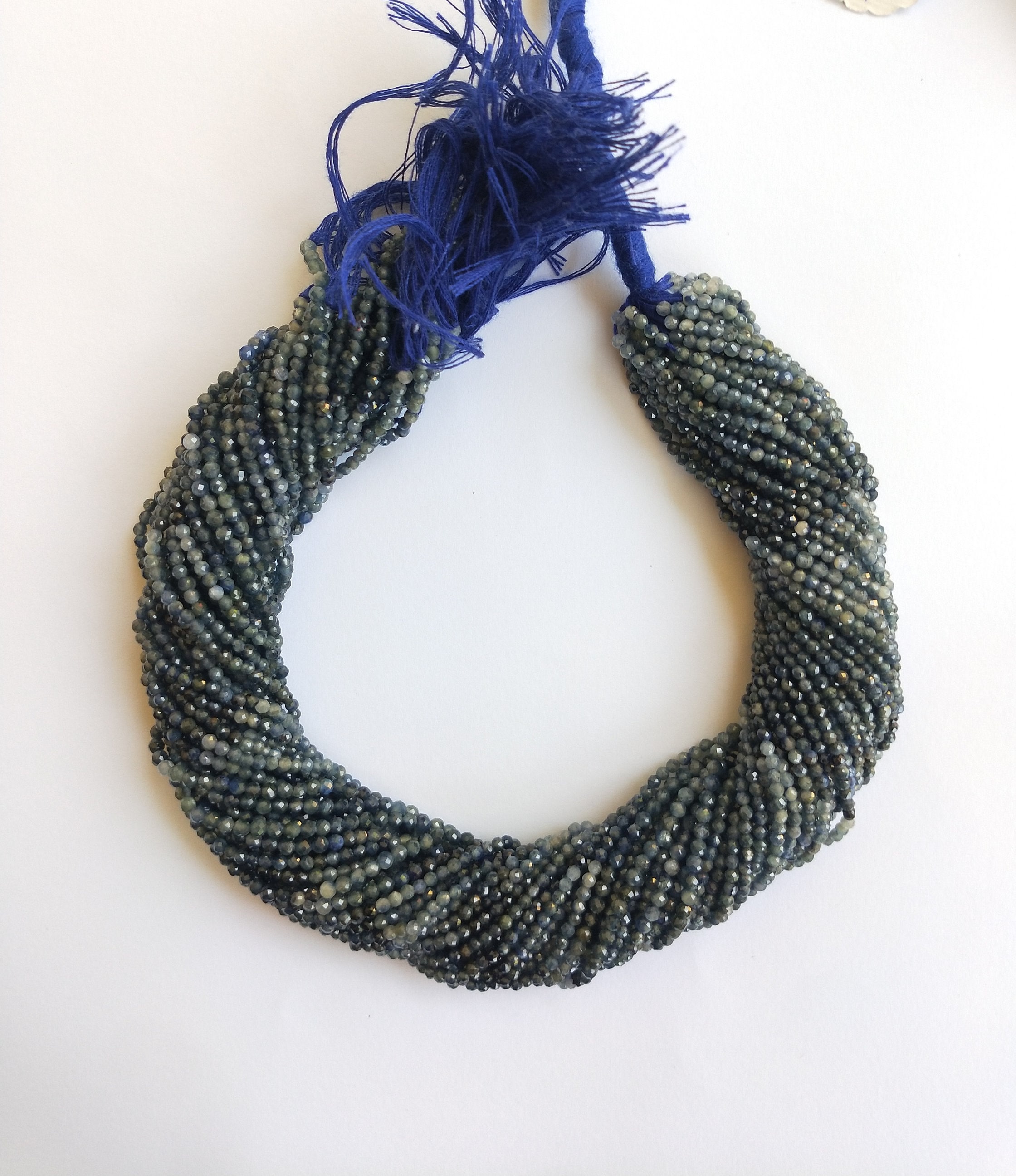 Perline Di Pietra Preziosa Di Zaffiro Naturale Autentico 6-7 Mm Blu - Foto 11