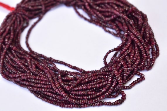 100% Natural Ruby Faceted Gemstone 1 Strand 2.5*4.5 mm beads 13" Christmas Gift 