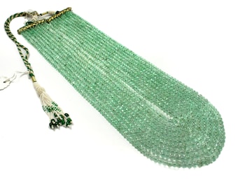 RARE Precious Colombian 9 Strands Necklace, Natural Untreated Colombian Emerald Gemstone For Making Jewelry