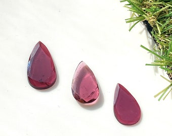 Natural Rubellite Tourmaline Flat Rose Cut Faceted Gem Stones, Pink Tourmaline Pear Cut Tourmaline Gemstones Teardrop , October BirthStone