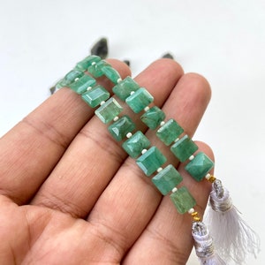 9x7 mm Natural Emerald Rectangle Cut Gemstone Beads, 10 Pieces Emerald Strand For Jewelry Making Stone, Untreated Real Emerald Gemstone