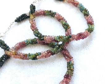 8" Natural Multi Tourmaline Bracelet __ Colorful Gemstone Beaded Bracelet for Her __ 3.5 mm Rondelle Faceted Beads.