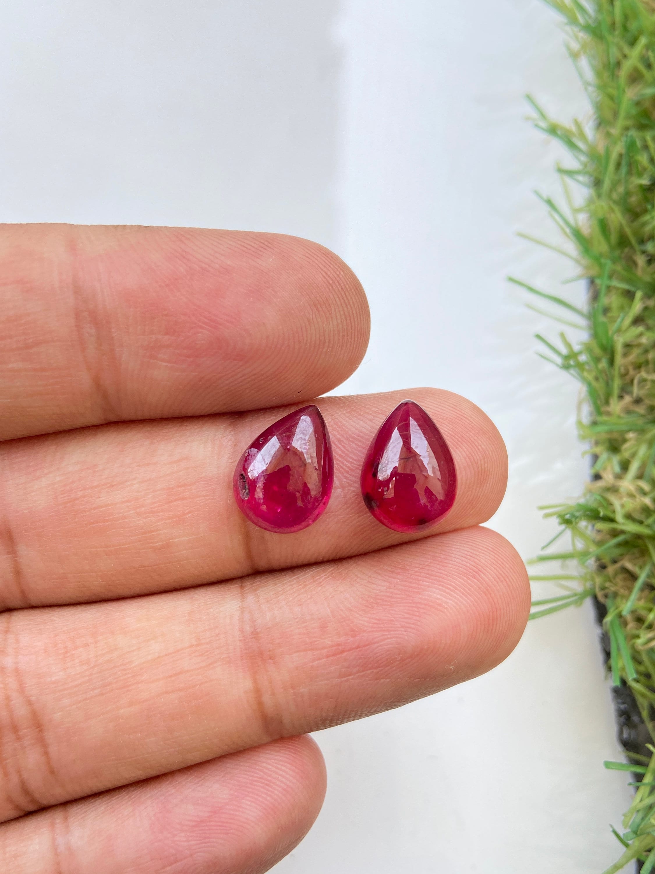 Ruby Pear Cabochons: 11.2 Carats, 12x9mm Jewelry Making Pair - Etsy