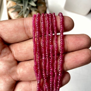 7 Strands 105 Carats Natural Ruby Rondelle Abacus Beads Smooth Polished Beads from 3 mm to 3.5 mm Jewelry Making Gemstone Beads.