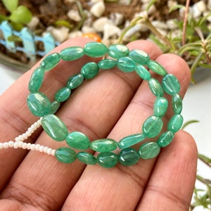 42 Ct. Best Quality Zambian Emerald Beads Gemstone ~~ 31 Pieces Natural Real Zambian Emerald Oval Beads ~~ Loose Beads For Making Jewelry