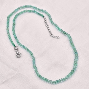 39 Cts. Natural Zambian Emerald Rondelle Beads, Gemstone Necklace, Women Necklace, Wedding Necklace, 925 Sterling Silver